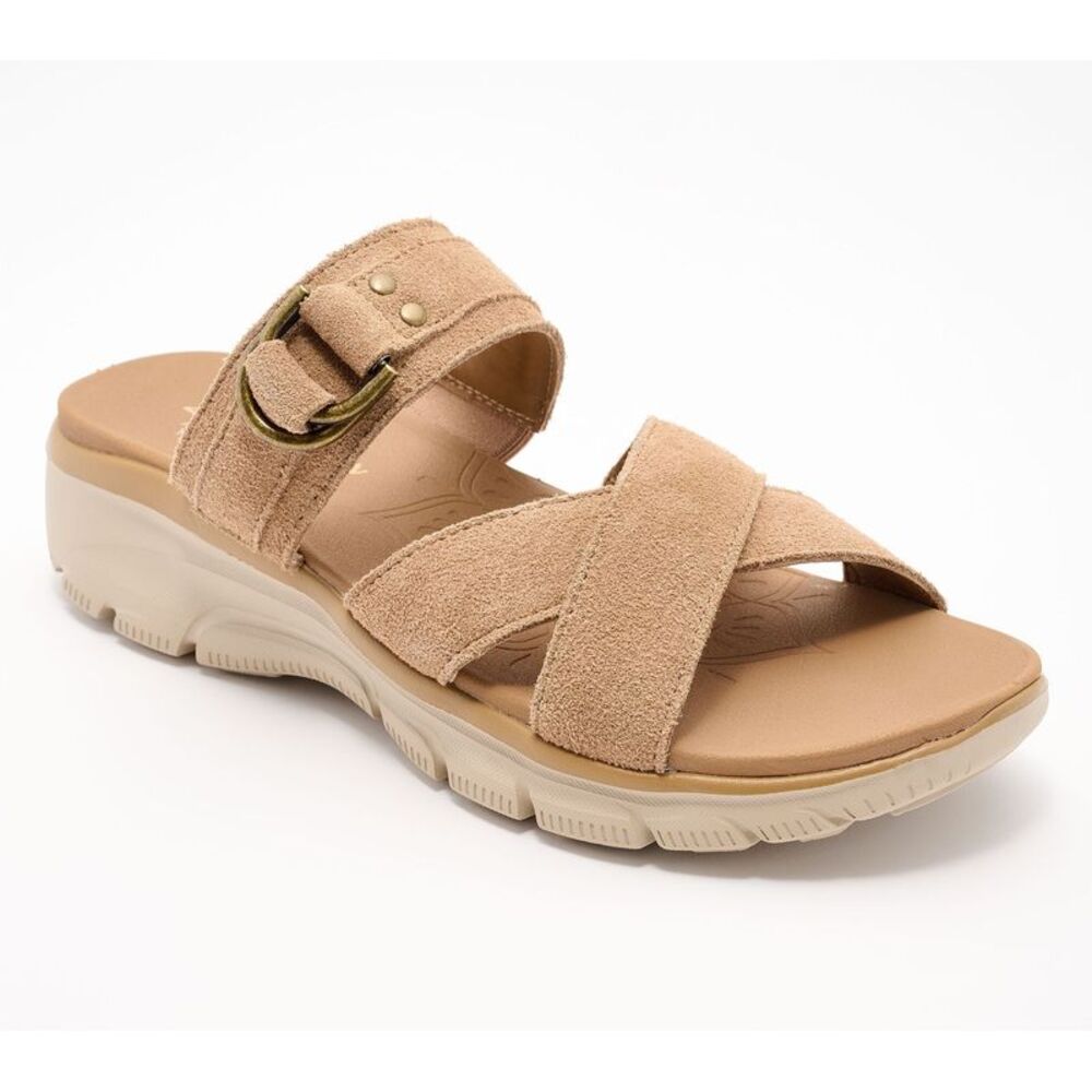 Skechers Women's Sz 9.5 Easy Going Adjustable Suede Sandals -Simply Brown